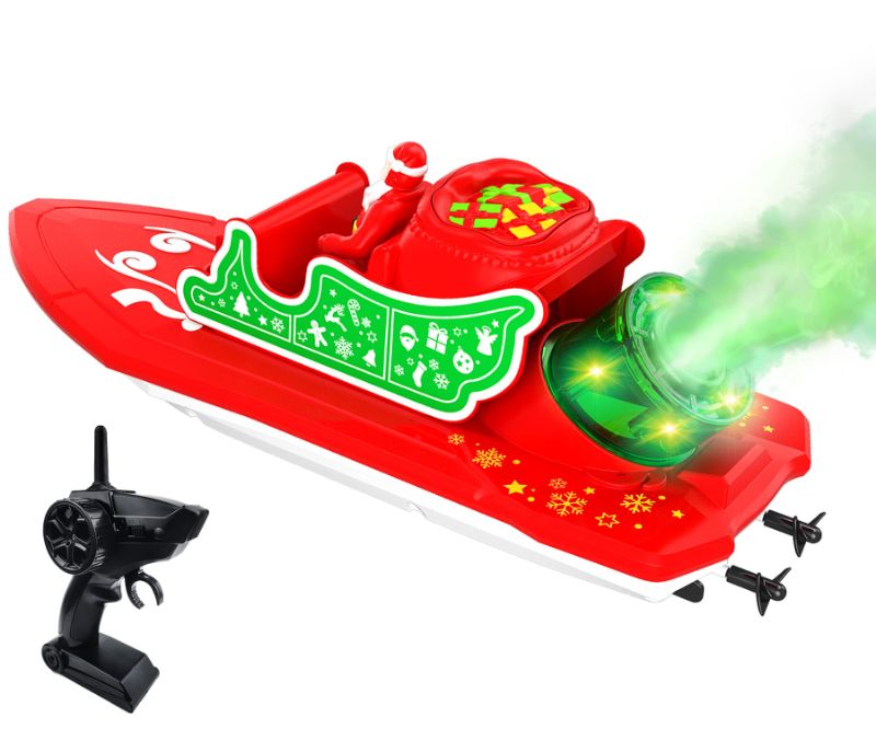 Photo 1 of (Pack of Two) IOKUKI RC Boats for Kids with Simulated Smoke - 2.4G Remote Control Boat for Pools & Lakes with Dual Motors / Low Battery Prompt, for Boys & Girls - Red