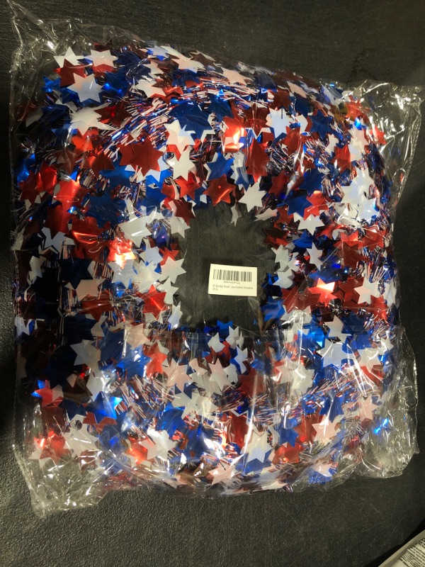 Photo 2 of 20" 4th of July Wreath for Front Door, Handmade Patriotic Tinsel Wreath Red Blue White Fourth of July Wreath for Independence Day Memorial Day Veterans Day Home Wall Porch Indoor Outdoor Decorations 20" Tinsel 4th of July Wreath