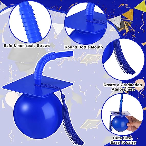 Photo 1 of 12 Set Graduation Party Cups Plastic Graduation Cap Cup with Tassel