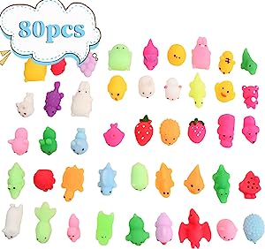Photo 1 of 80PCS Kawaii Squishies Toy, Mochi Squishy Toys for Kids Party Favors, Mini Squishies Animals Fruit Stress Relief Toys for Christmas Party Favors, Classroom Prizes, Birthday Gift, Goodie Bag Stuffers 