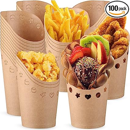 Photo 1 of 100 Pcs 14 oz French Fries Holder French Fries Cup Charcuterie Cups Charcuterie Cups Disposable French Fry Cups Bakery Take out Containers for Baking Supplies Birthday Wedding Graduation Party 