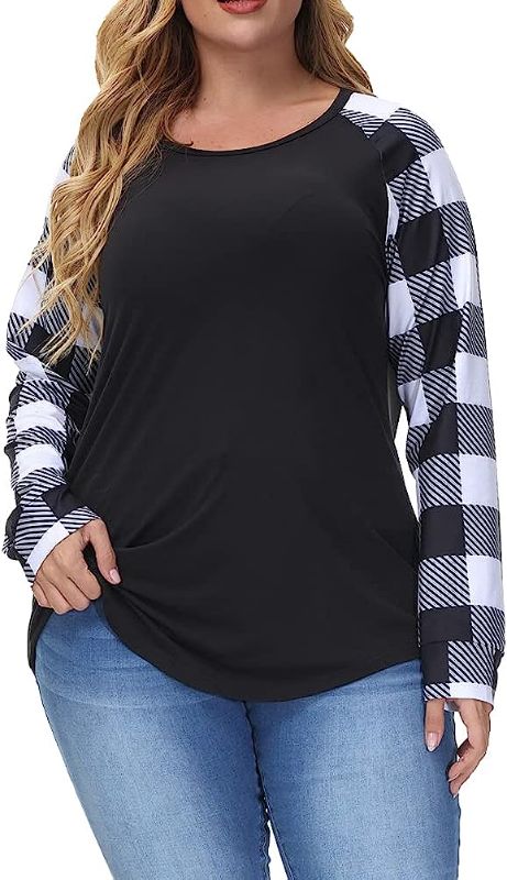 Photo 1 of ALLEGRACE Plus Size Tops for Women Long Sleeve Fall Crewneck Casual Loose Fit T-Shirts 