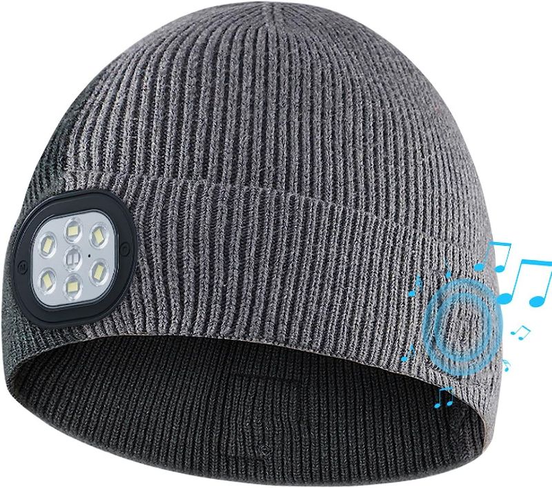 Photo 1 of AiParty Bluetooth Beanie Hat with Light, Unisex USB Rechargeable Winter Knitted Cap with Headphones and MIC for Teens Kids https://a.co/d/6MOpXdc