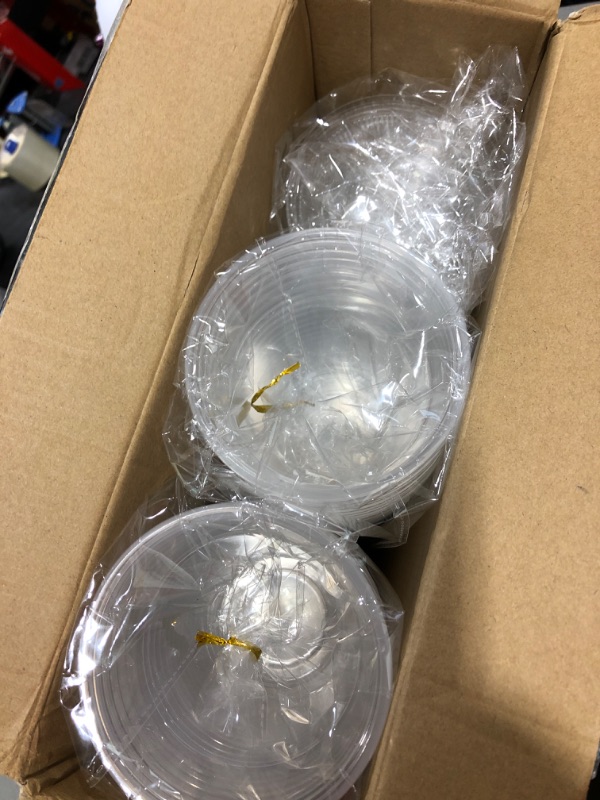 Photo 2 of 100 PACK 12 oz Clear Plastic Cups with Dome Lids, Disposable Dessert Cups, Parfait cups for Ice Cream, Iced Cold Coffee Drinks, Cupcake, Fruit Cups for Party Dome Lids-12oz--MAYBE MISSING SOME LIDS OR CUPS