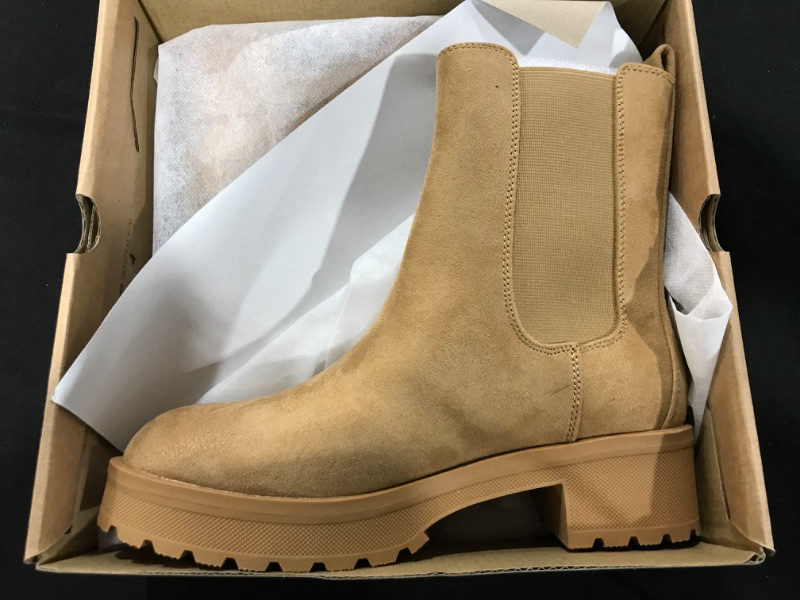 Photo 2 of [Size 7] Women's Suede Leather Combat Boots- Beige