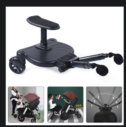 Photo 1 of Aiqidi 2 in 1 Universal Pram Pedal Adapter Wheeled Pushchair Buggy Connector Stroller Standing Ride Board w/Detachable Seat 55lb
