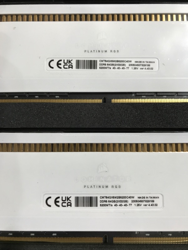 Photo 3 of CORSAIR DOMINATOR PLATINUM RGB DDR5 RAM 64GB (2x32GB) 5200MHz CL40 Intel XMP iCUE Compatible Computer Memory - White (CMT64GX5M2B5200C40W) 64GB (2x32GB) White