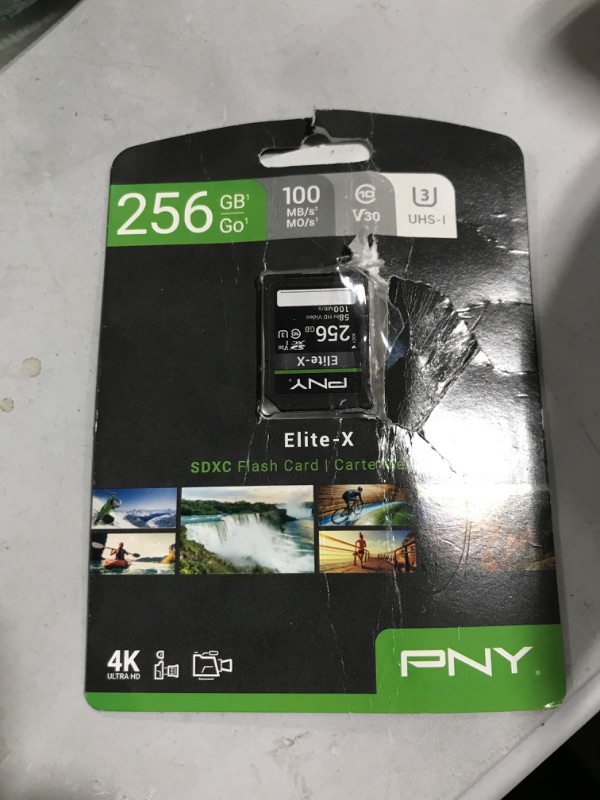 Photo 2 of PNY 256GB Elite-X Class 10 U3 V30 SDXC Flash Memory Card - 100MB/s, Class 10, U3, V30, 4K UHD, Full HD, UHS-I, Full Size SD 256GB FLASH CARD
