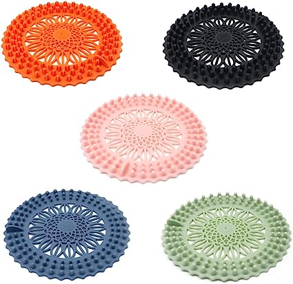 Photo 1 of 5 Colors Shower Drain Hair Catcher, 2 Sizes Silicone Hair Stopper, Bathtub Shower Drain Covers Drain Protector, Drain Strainer for Bathroom and Kitchen
