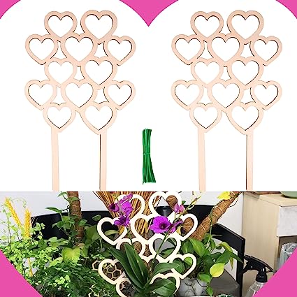 Photo 1 of 2 Packs Heart Trellis for Potted Plants Indoor,14.6 inch Small Wooden Houseplant Trellis for Climbing Plants Support

