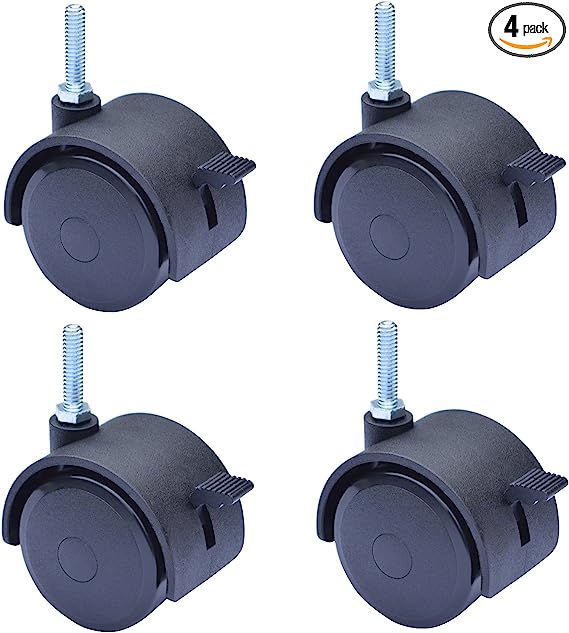 Photo 1 of MySit 2" Caster, Swivel Stem Caster Wheel with Locking Brake, 1/4" - 20 x 1", Pack of 4
