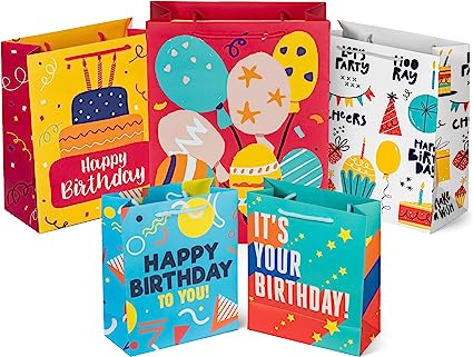 Photo 1 of 10 Pack Birthday Gift Bag Assortment With Tissue Paper - Large, Medium, and Small Gift Wrap Bags With Handles
