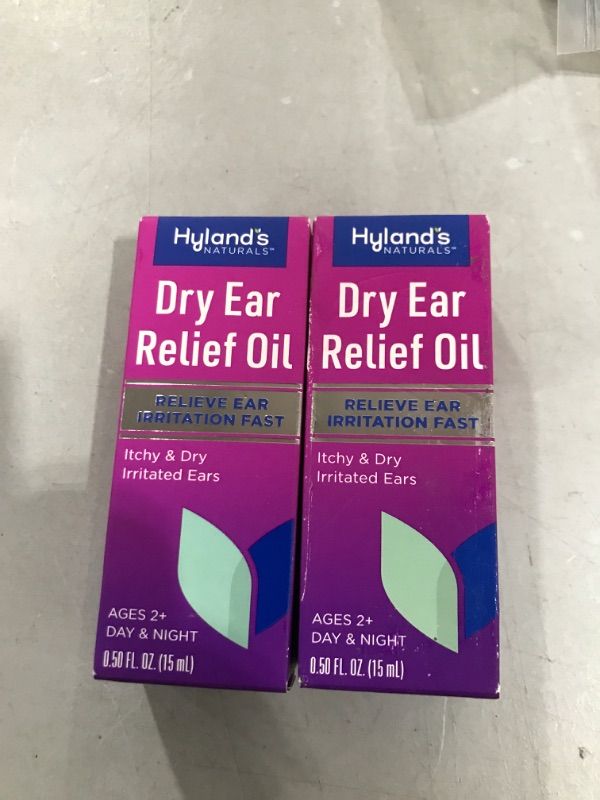 Photo 2 of 2 pack Hyland’s Naturals Dry Ear Relief Oil, Relieve Ear Irritation Fast, for Itchy & Dry Irritated Ears, Ages 2+, Day & Night Drops, 0.5 Ounce