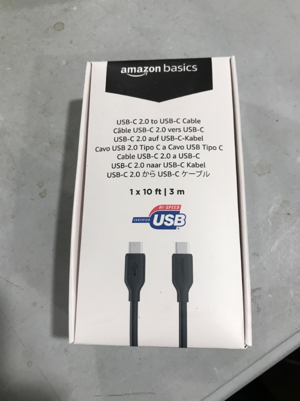 Photo 2 of Amazon Basics Fast Charging USB-C to USB-C2.0 Cable (USB-IF Certified), 60W - 10-Foot, Black, Laptop 1-Pack Black 10-Foot