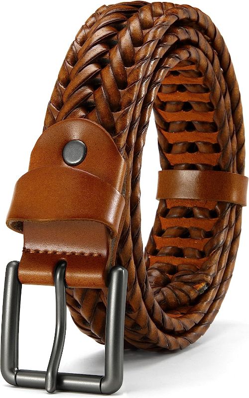 Photo 1 of CHAOREN Braided Belt for Men - Mens Belt Leather 1 3/8" for Casual Jeans - Hand Woven Make Your Gift Awesome
