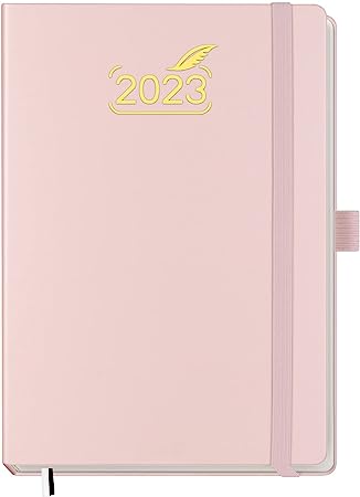 Photo 1 of 2023 Planner by BEZEND, A5 Calendar 5.8" x 8.5", Daily Weekly and Monthly Agenda with Pen Holder,FSC Certified 80GSM Paper, Hard Cover - Pink 