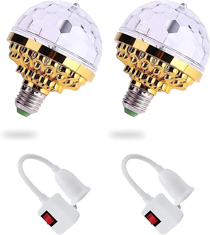 Photo 1 of 365Home Colorful Rotating Magic Ball Light, 2-Pack Magic Light Bulb with Sockets, Plug in Disco Ball Light Bulb for Home Room Dance Parties
