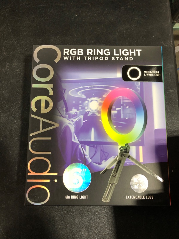 Photo 2 of CoreAudio 6" RGB Selfie Ring Light with Stand Color and White LED Ring