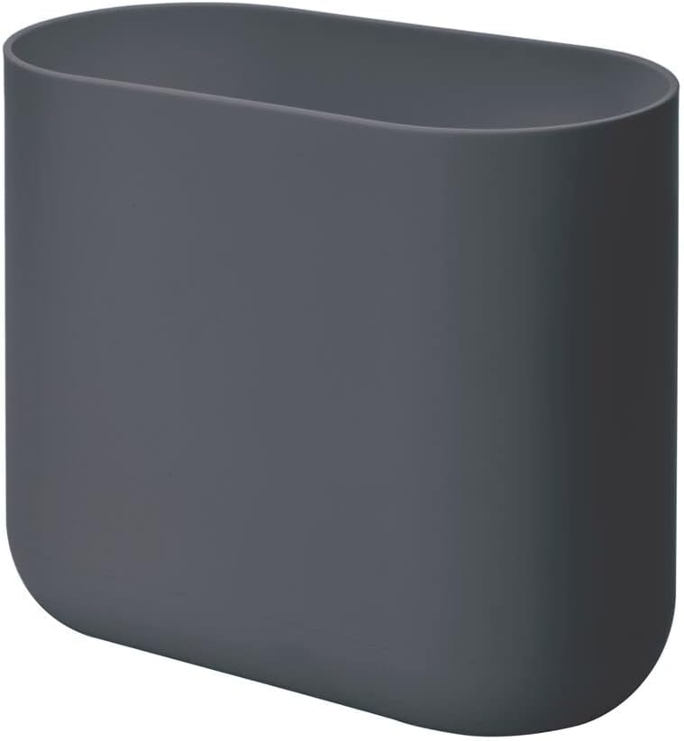 Photo 1 of 2pk of iDesign Recycled Plastic Slim Oval Waste Basket, The Cade Collection – 10.625” x 5.5” x 9.75”, Charcoal
