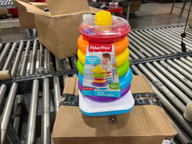 Photo 2 of Fisher-Price Giant Rock-a-Stack Baby Toy, 14+ Inches Tall, Multi-Color Ring Stacking Toy for Infants and Toddlers