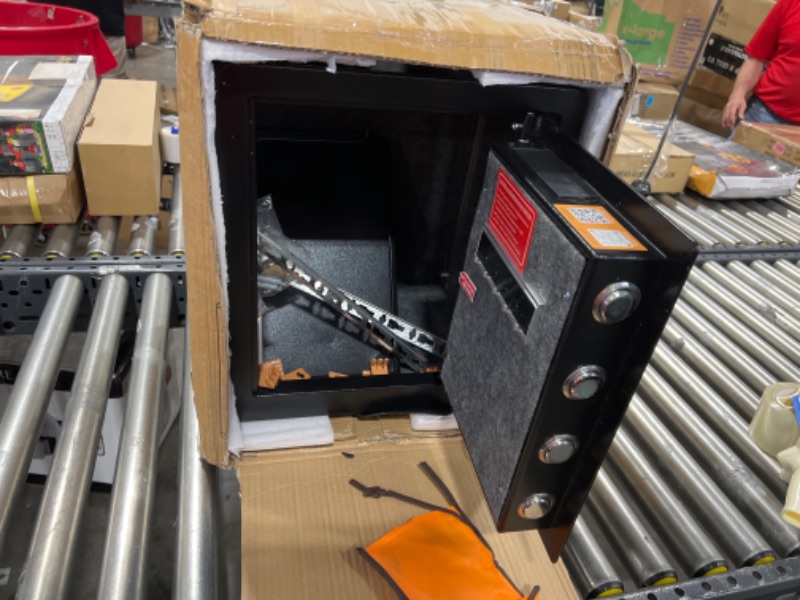 Photo 1 of Kavey 2.0 Cub Safe Box, Home Safe with Dual Warning Alarm and LED Light, Money Safe with Digital Touch Screen Keypad and Double Removable Shelf, Safe Box for Home Hotel Office BLACK