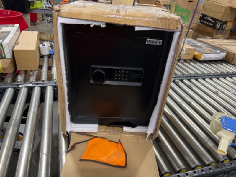 Photo 1 of Kavey 2.0 Cub Safe Box, Home Safe with Dual Warning Alarm and LED Light, Money Safe with Digital Touch Screen Keypad and Double Removable Shelf, Safe Box for Home Hotel Office BLACK