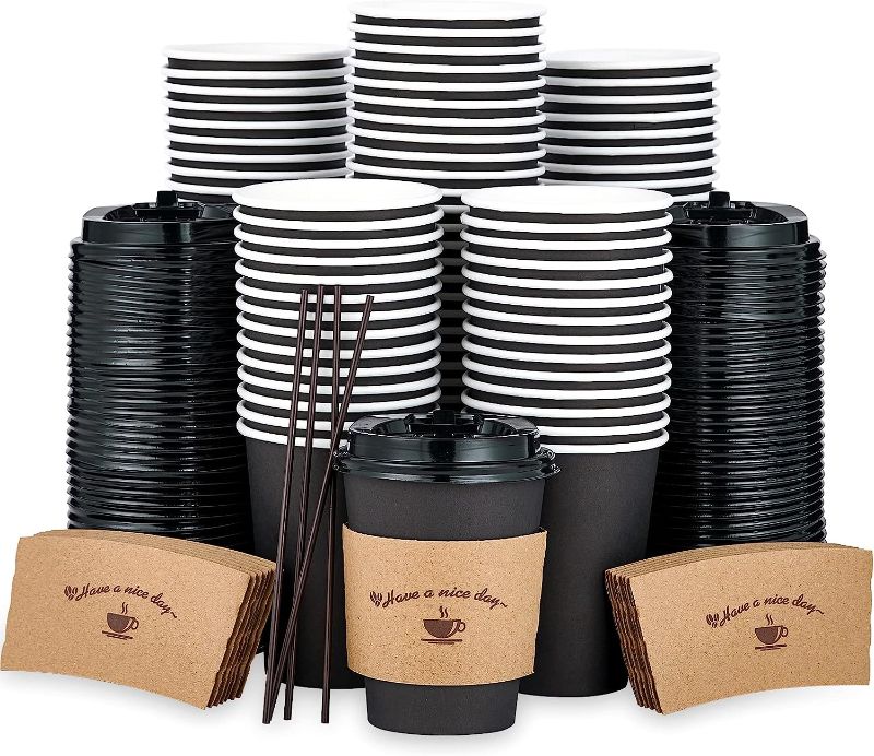 Photo 1 of 100 Pack 12 oz Paper Coffee Cups