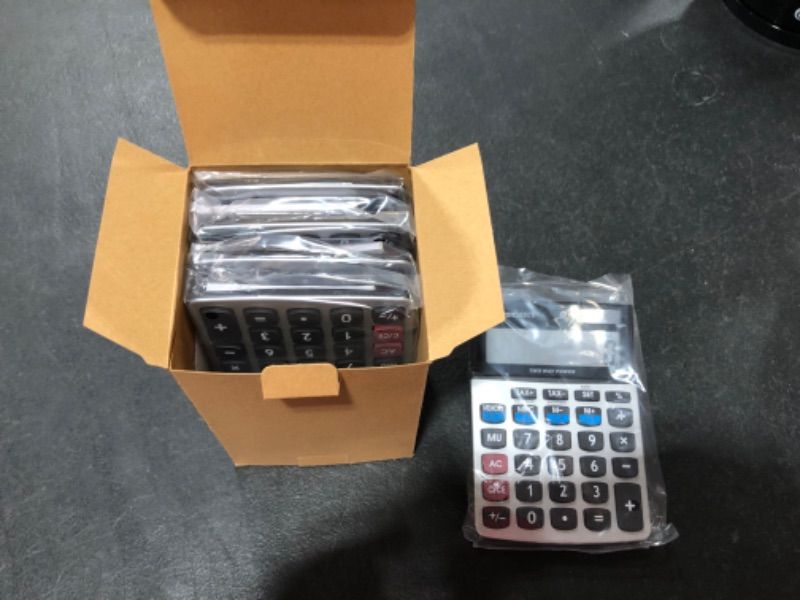 Photo 2 of Amazon Basics LCD 8-Digit Desktop Calculator, Silver - 5 Pack