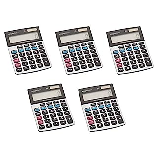 Photo 1 of Amazon Basics LCD 8-Digit Desktop Calculator, Silver - 5 Pack