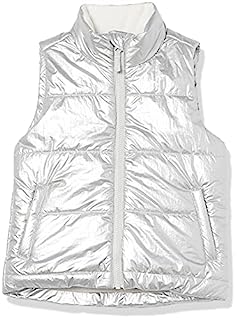 Photo 1 of Amazon Essentials Girls' Heavy-Weight Puffer Vest, Metallic Silver, XX-Large (14-16)