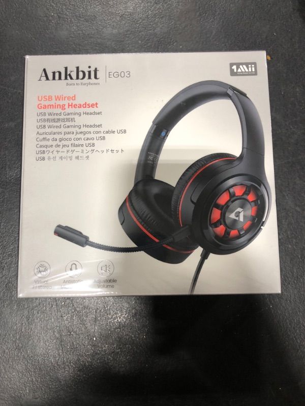 Photo 2 of Ankbit USB Gaming for PC Laptop PS4/PS5 w/Virtual 7.1 Stereo 3D Surround Sound, 50mm Drivers USB Gaming