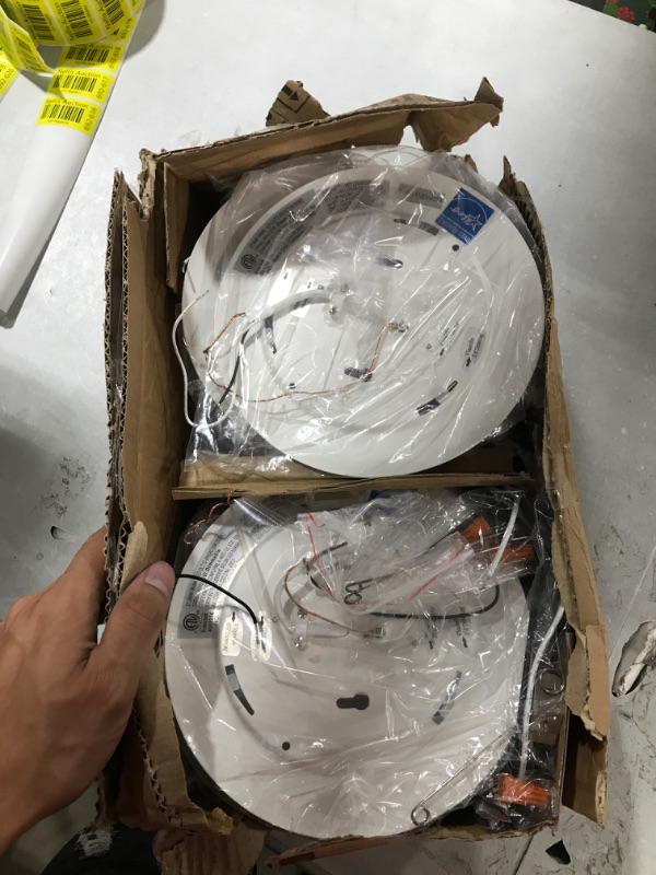 Photo 2 of 5/6 Inch Selectable CCT LED Disk Light Flush Mount, 3000K/4000K/5000K Adjustable, Dimmable Recessed Retrofit Ceiling Light, CRI90, 1050lm, 15W, Installs Into J-Box or Recessed Can, 12 Pack 3000k/4000k/5000k- 3cct