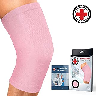 Photo 1 of Doctor Developed Knee Brace/Knee Support/Knee Compression Sleeve [Single] & Doctor Written Handbook -Guaranteed Relief for Arthritis, Tendonitis, Injury, (Black/Pink) (Pink, 5XL) (B07THKWY2Y)
