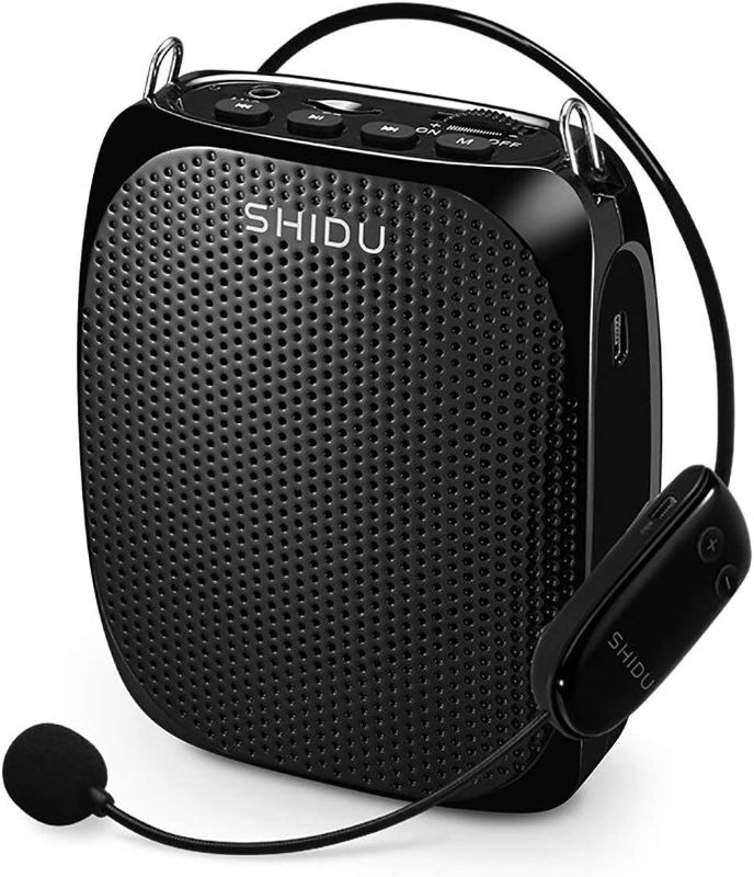 Photo 1 of Voice Amplifier SHIDU Original Wireless Mini Voice Amplifiers with Microphone Headset, 10W 1800mAh Portable Rechargeable Voice Amp Loud Speaker for Teachers ,Tour Guides ,Coaches,Yoga Instructors
