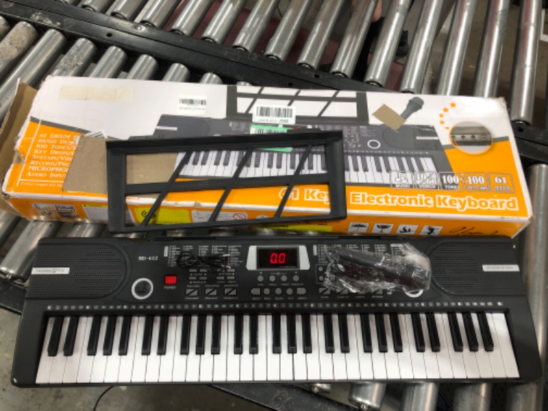 Photo 2 of 61 keys piano keyboard, MIZAYI Electronic Digital Piano with Built-In Speaker Microphone, Sheet Stand and Power Supply, Portable Keyboard Gift Teaching for Beginners