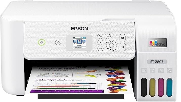 Photo 1 of Epson EcoTank ET-2803 Wireless Color All-in-One Cartridge-Free Supertank Printer with Scan, Copy and AirPrint Support