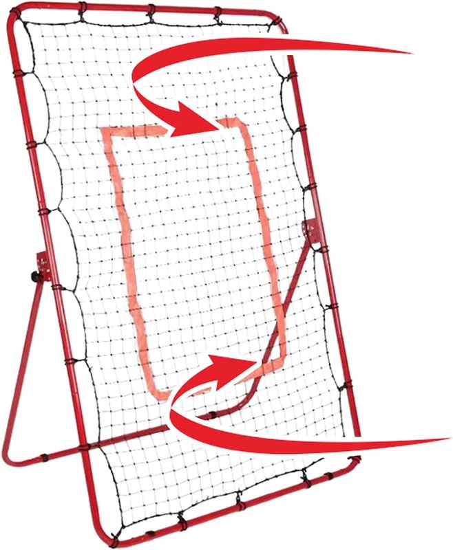 Photo 1 of  Pitch Back Baseball Rebounder Net, Softball/Baseball Bounce Back Net for Throwing and Pitching Practice, Adjustable Rebounder Net Trainer