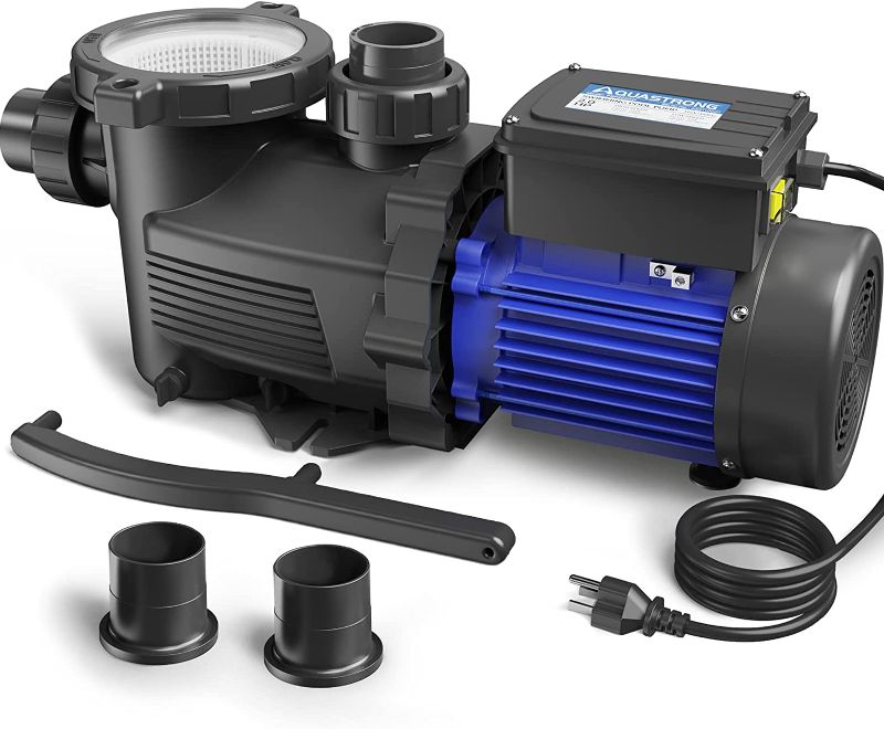 Photo 1 of Aquastrong 2 HP In/Above Ground Dual Speed Pool Pump, 115V, 5186 GPH, High Flow, Powerful Self Priming Swimming Pool Pump with Filter Basket
