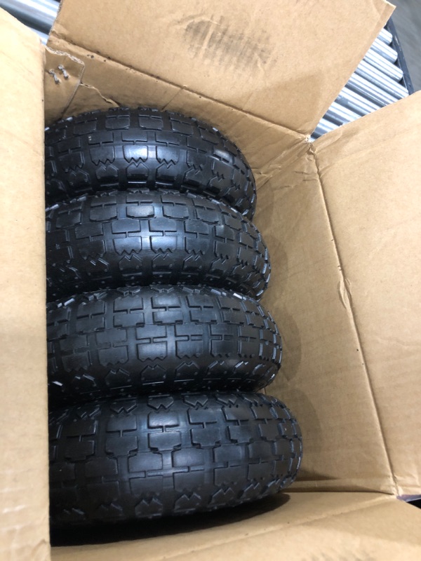 Photo 3 of 4 Pack 4.10/3.50-4" Pneumatic Air Filled Heavy-Duty Wheels/Tires,10" All Purpose Utility Wheels/Tires for Hand Truck/Gorilla Utility Cart/Garden Cart,5/8" Center Bearing,2.25" Offset Hub…