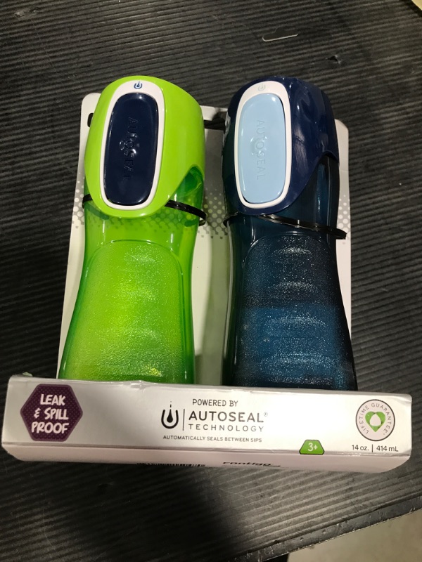 Photo 2 of Contigo Trekker Kids Water Bottle with AUTOSEAL Lid Granny Smith & Nautical 14 Fl Oz. 2 Pack