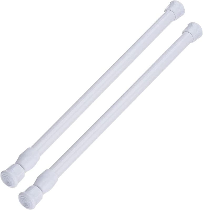 Photo 1 of 2pcs White Tension Rod 16 to 28 Inch Small Tension Rod Spring Rod Curtain Rods Expandable Tension Curtain Rod Spring Tension Rods Small Curtain Rod Spring Loaded Curtain Tension Rod No Drilling