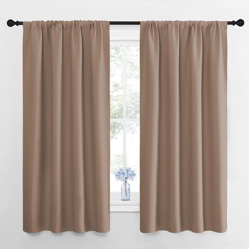 Photo 1 of  Kids Blackout Curtain Panels - Window Treatment Thermal Insulated Solid Rod Pocket Blackout Curtains/Drapes for Bedroom (Set of 2 Panels, 42 by 63 Inch, Cappuccino)