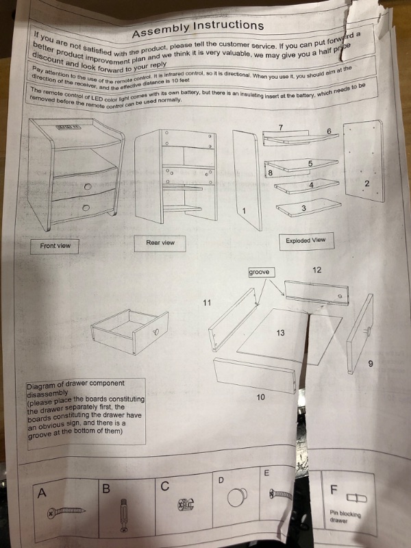 Photo 1 of 2 DRAWER NIGHT STAND WITH OUTLETS. WHITE.