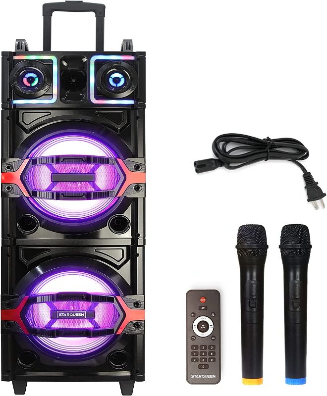 Photo 1 of Karaoke Machine Pa System Portable Karaoke Speaker for Adults and Kids with Dual 10" Woofer, 2 Wireless Mics/DJ Lights/LCD Screen/Recording/MP3/USB/SD/TF Bluetooth

