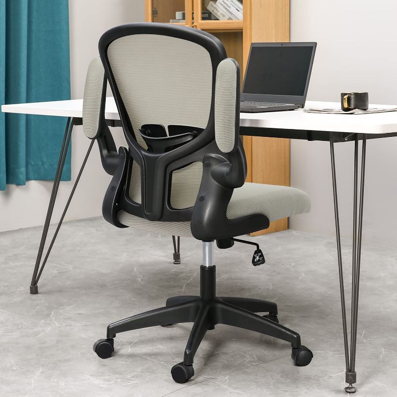 Photo 1 of FelixKing Office Chair, Ergonomic Desk Chair with Adjustable Height, Swivel Computer Mesh Chair with Lumbar Support and Flip-up Arms, Backrest with Breathable Mesh (Gray) 