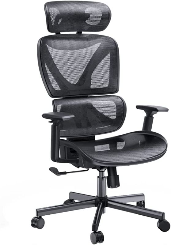 Photo 1 of NOBLEWELL Ergonomic Office Chair, Office Chair High Back, Mesh Computer Chair with Lumbar Support, 3D Armrest, Double Backrest and Adjustable Headrest
