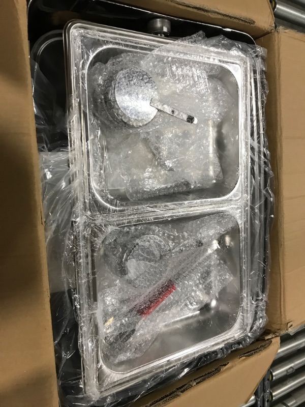 Photo 1 of Electric Buffet Food Roll Top Chafing Dish Servers and Warmers with Cover 2 Pans 9.5Quart for Buffet Commercial Food Warmer Steam Table