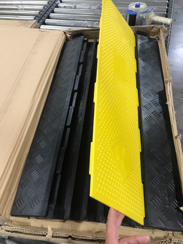 Photo 2 of CXRCY Cable Ramp 1 Pack of 5 Channel PVC Rubber Cable Protector,18000lbs Capacity Heavy Duty Speed Bumps Hose Cord Protector Ramps for Wire/Hose/Pipe Hider Driveway &Indoor 1 Pack 5 Channel