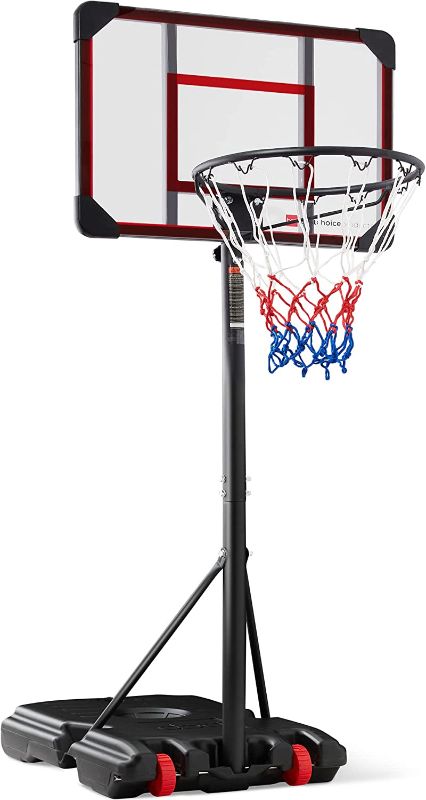 Photo 1 of Best Choice Products Kids Height-Adjustable Basketball Hoop, Portable Backboard System w/ 2 Wheels, Fillable Base, Weather-Resistant, Nylon Net, Adjusts from 70.5in to 82.3in - Clear
