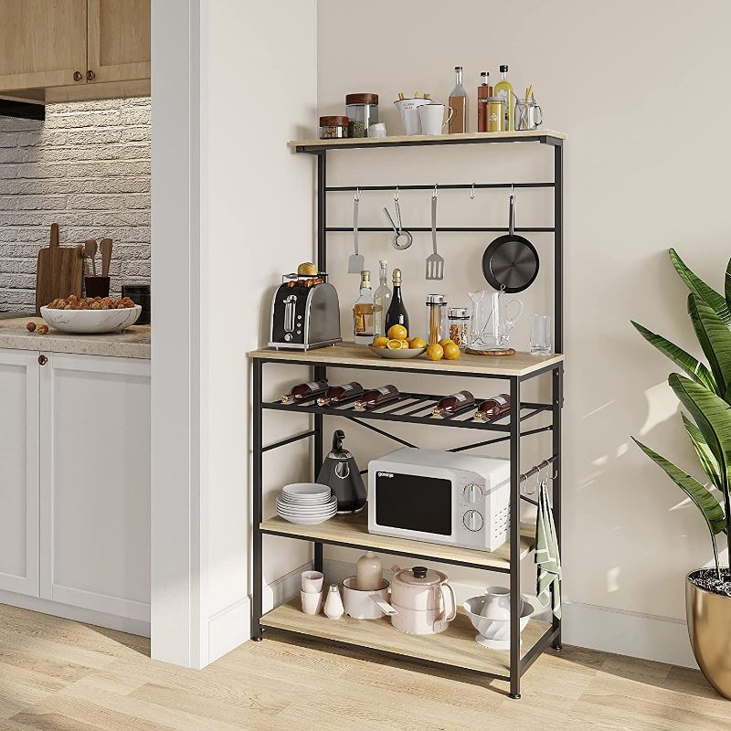 Photo 1 of 5-Tier Kitchen Bakers Rack with Wine Storage
